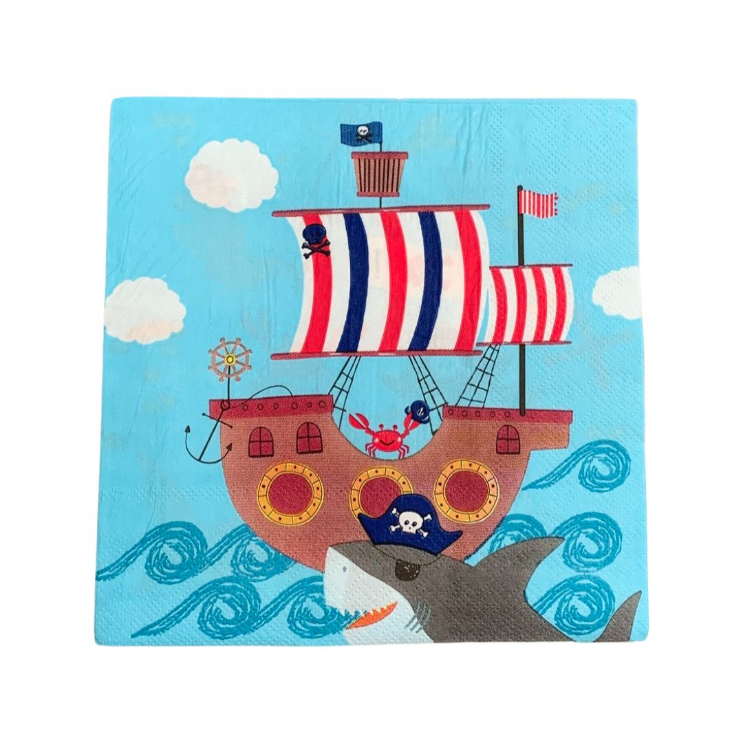 Set 16 Bucati Servetele Rechin Pirat - 33/33 cm - nuria.store.ro