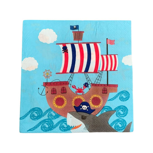 Set 16 Bucati Servetele Rechin Pirat - 33/33 cm - nuria.store.ro