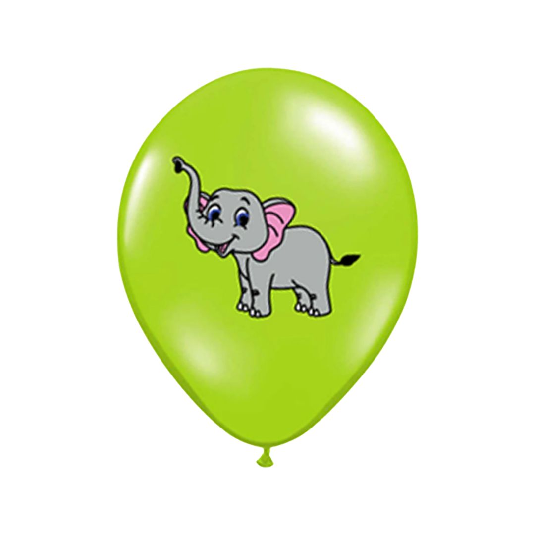Baloane Latex Multicolor Imprimat cu Elefant, 30 cm - Set 20 Buc.