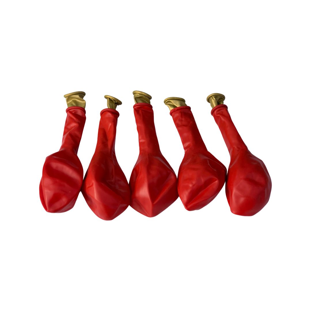 Balon Latex dublu 2 in 1, Rosu cu Aurit Cromat, cod 405, 25 cm - Set 20 bucati - nuria.store.ro