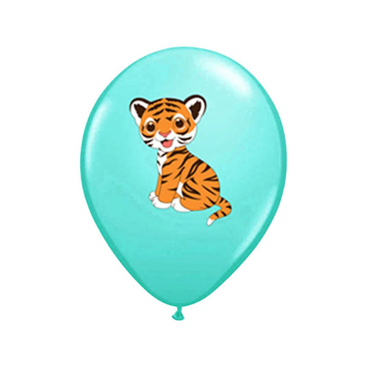 Baloane Latex Multicolor Imprimat cu Tigru, 30 cm - Set 20 Buc.