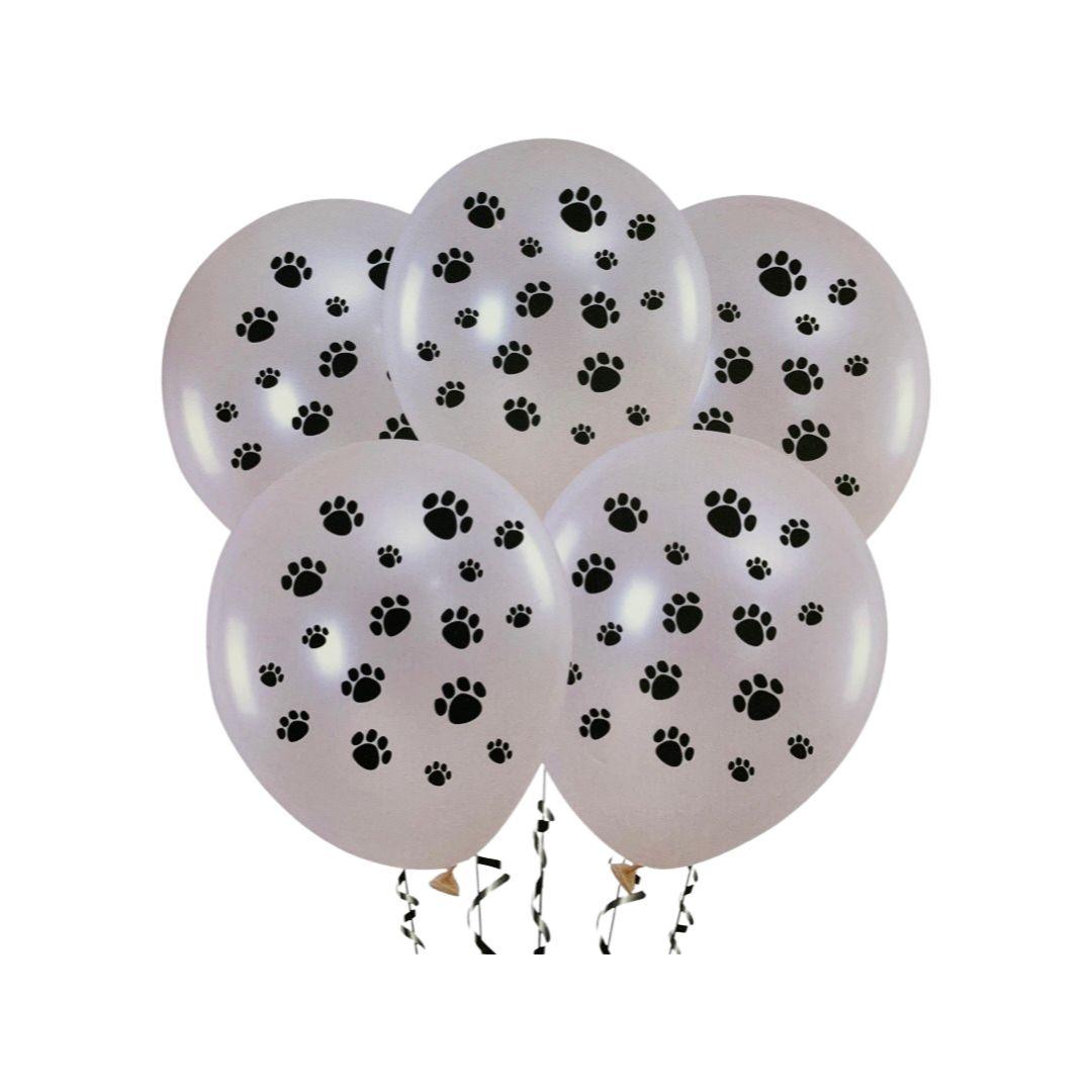 Baloane Latex Albe Imprimate cu Labute, 30 cm, Set 5 Bucati - nuria.store.ro