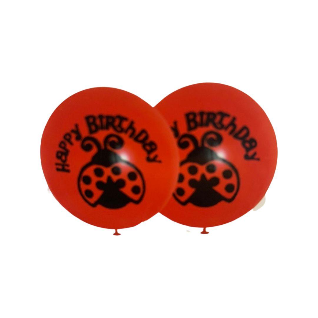 Baloane Latex cu Buburuze "Happy Birthday", 30 cm - Set 5 bucati - nuria.store.ro