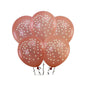 Set 5 Baloane Latex, Rose Gold, Imprimate cu Buline Mici Albe - 30 cm - nuria.store.ro