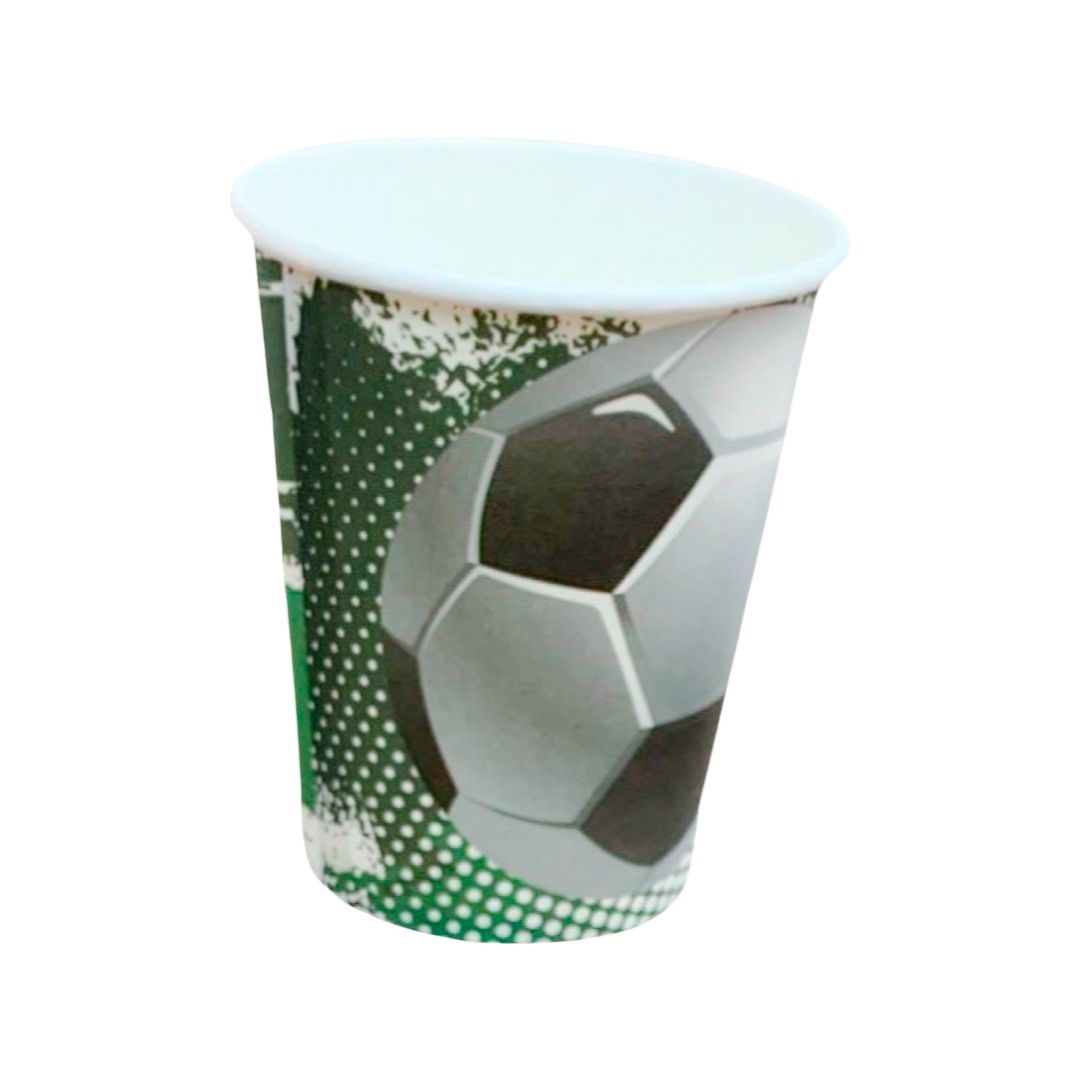 Set 6 Pahare Carton cu Minge Fotbal - 250 ml - nuria.store.ro