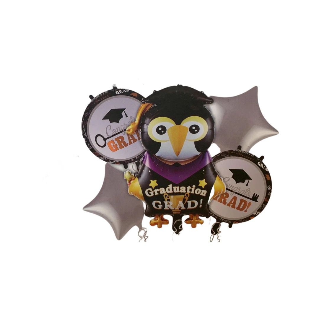 Balon Folie, Set Absolvire, 5 piese, Pinguin - nuria.store.ro