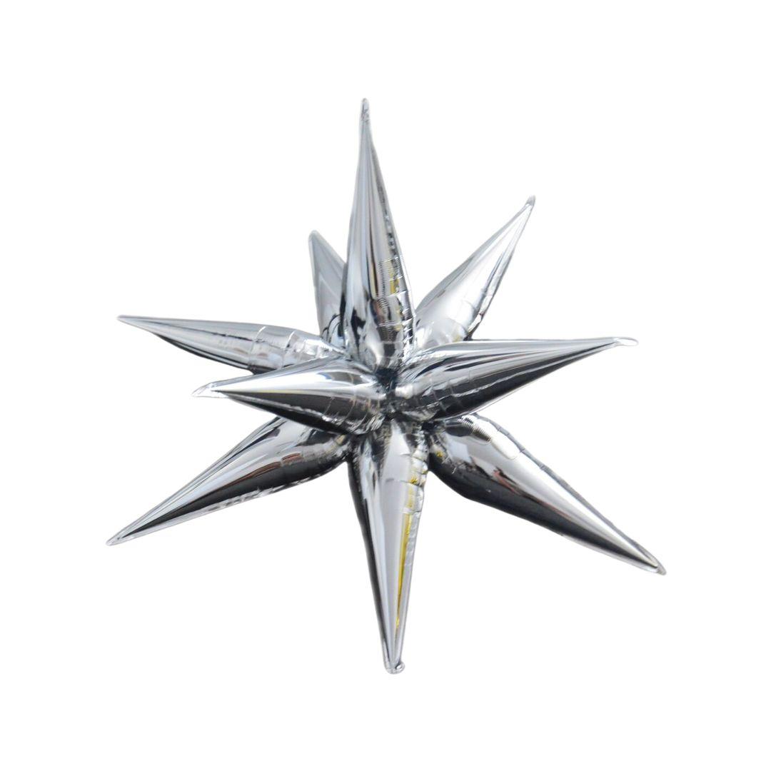 Balon Folie Stea 3D, Argintiu - 100 cm - nuria.store.ro