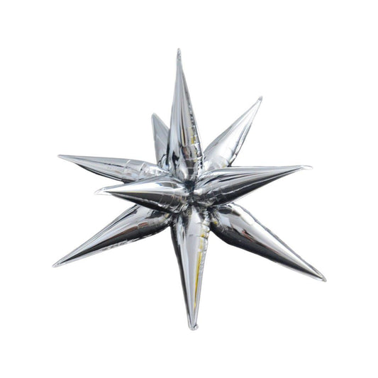 Balon Folie Stea 3D, Argintiu - 100 cm - nuria.store.ro