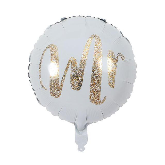 Balon Folie Rotund, Text "Mr", Alb - 45 cm - nuria.store.ro