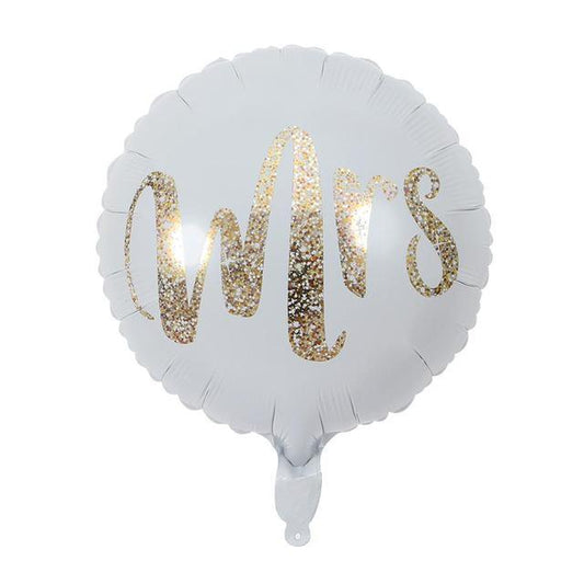 Balon Folie Rotund, Text "Mrs", Alb - 45 cm - nuria.store.ro