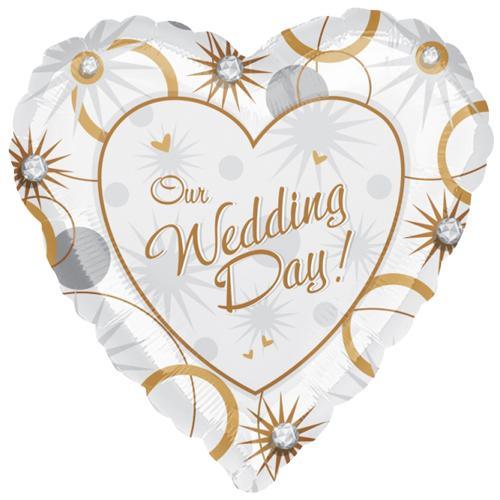 Balon Folie "Wedding Day", Forma Inima - nuria.store.ro