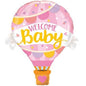 Balon Folie, Figurina Balon cu Aer Cald "Welcome Baby", Roz - 70/62 cm - nuria.store.ro