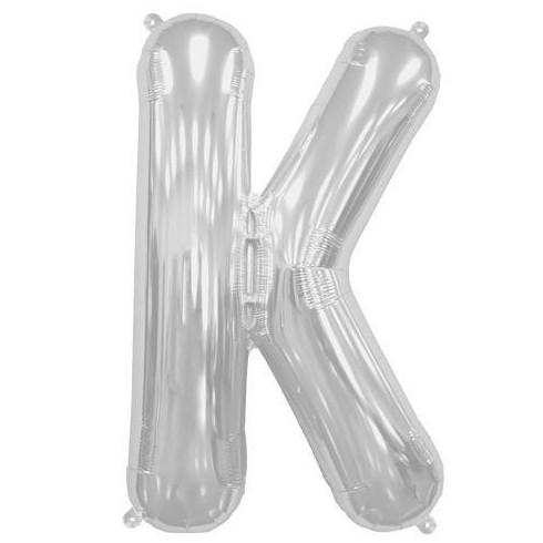 Balon Folie, Litera K, Argintiu - 15 cm - nuria.store.ro