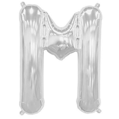 Balon Folie, Litera M, Argintiu - 15 cm - nuria.store.ro