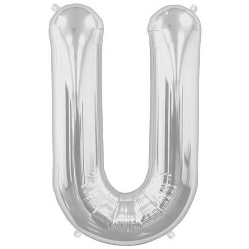 Balon Folie, Litera U, Argintiu - 15 cm - nuria.store.ro