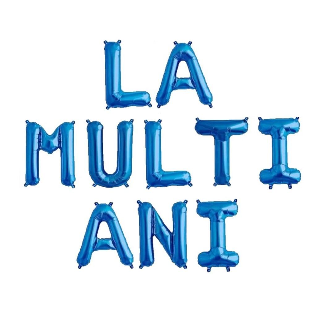 Balon Folie, set "La Multi Ani", Albastru - 40 cm - nuria.store.ro