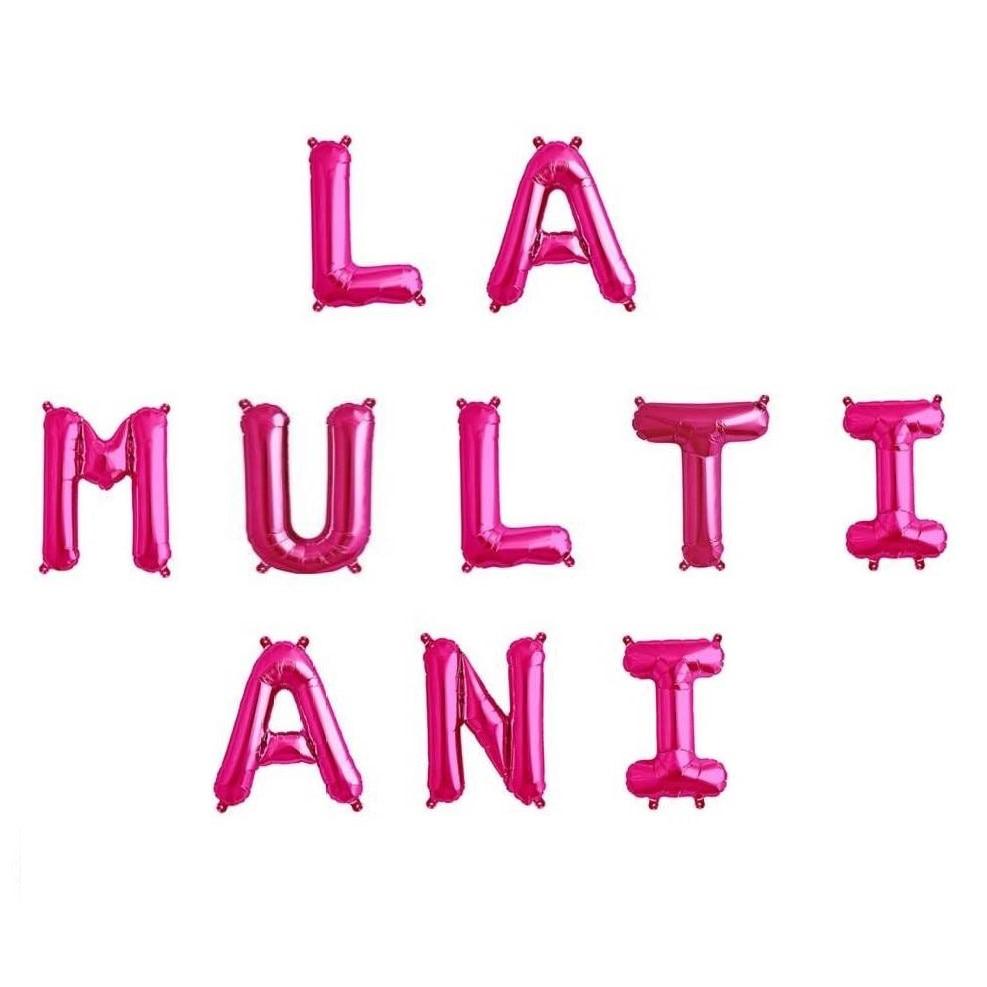 Balon Folie, set "La Multi Ani", Roz - 40 cm - nuria.store.ro