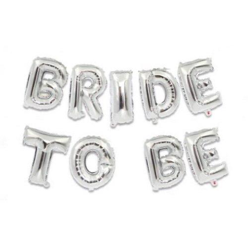 Balon Folie, Set Litere "Bride to be", Argintiu - 40 cm - nuria.store.ro