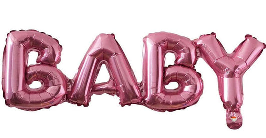 Balon Folie, Litere "BABY", Roz - 36/84 cm - nuria.store.ro