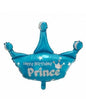 Balon Folie mini, Figurina Coronita "Happy Birthday Prince", Albastru - 36 cm - nuria.store.ro
