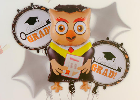 Balon Folie, Set Absolvire, 5 bucati, Bufnita - nuria.store.ro