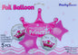 Set 5 Baloane Folie "Happy Birthday Princess", Roz - nuria.store.ro