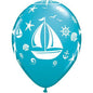 Baloane Latex Albastru cu Motive Marine Nautice 5 buc - 30 cm - nuria.store.ro