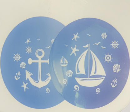 Baloane Latex Albastru cu Motive Marine Nautice 5 buc - 30 cm - nuria.store.ro