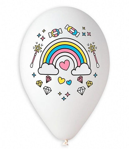 Baloane Latex Curcubeu Roz si Alb - set 5 buc - 30 cm - nuria.store.ro