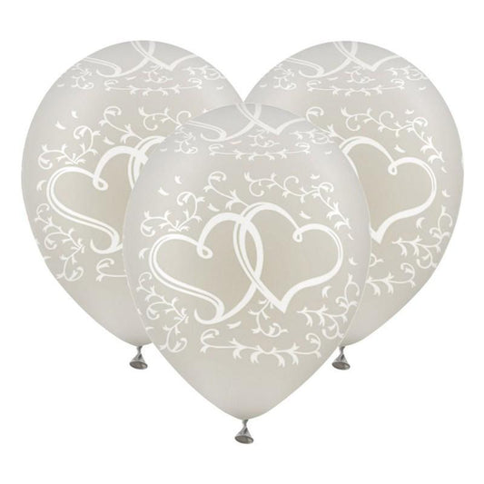 Baloane Latex Albe, Sidef cu Inimi - Set 5 buc - 30 cm - nuria.store.ro