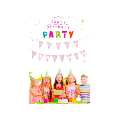 Banner si Stegulețe Happy Brithday, Pink - nuria.store.ro