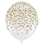 Baloane Latex Albe cu Print Confetti - Set 5 Piese - 30 cm - nuria.store.ro