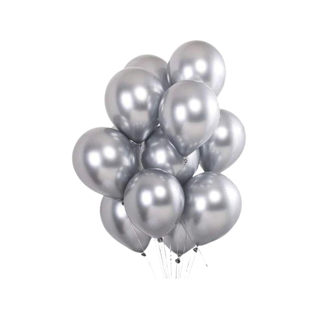 Baloane Latex Cromate Argintiu, cod 146 - 30 cm - Set 50 buc - nuria.store.ro