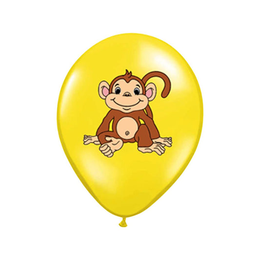 Baloane Latex Multicolor Imprimat cu Maimuta, 30 cm - Set 20 Buc.