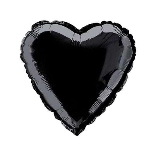 Balon Folie, Forma Inima, Negru Lucios - 45 cm - nuria.store.ro