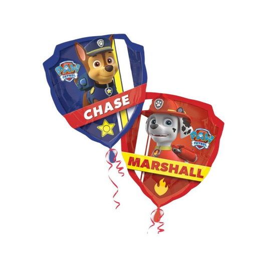 Balon Folie Paw Patrol cu 2 Fete Chase si Marshall - 65/53 cm - nuria.store.ro