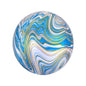 Balon Folie Sfera 3D, Marmorat Albastru - 62,4 cm - nuria.store.ro
