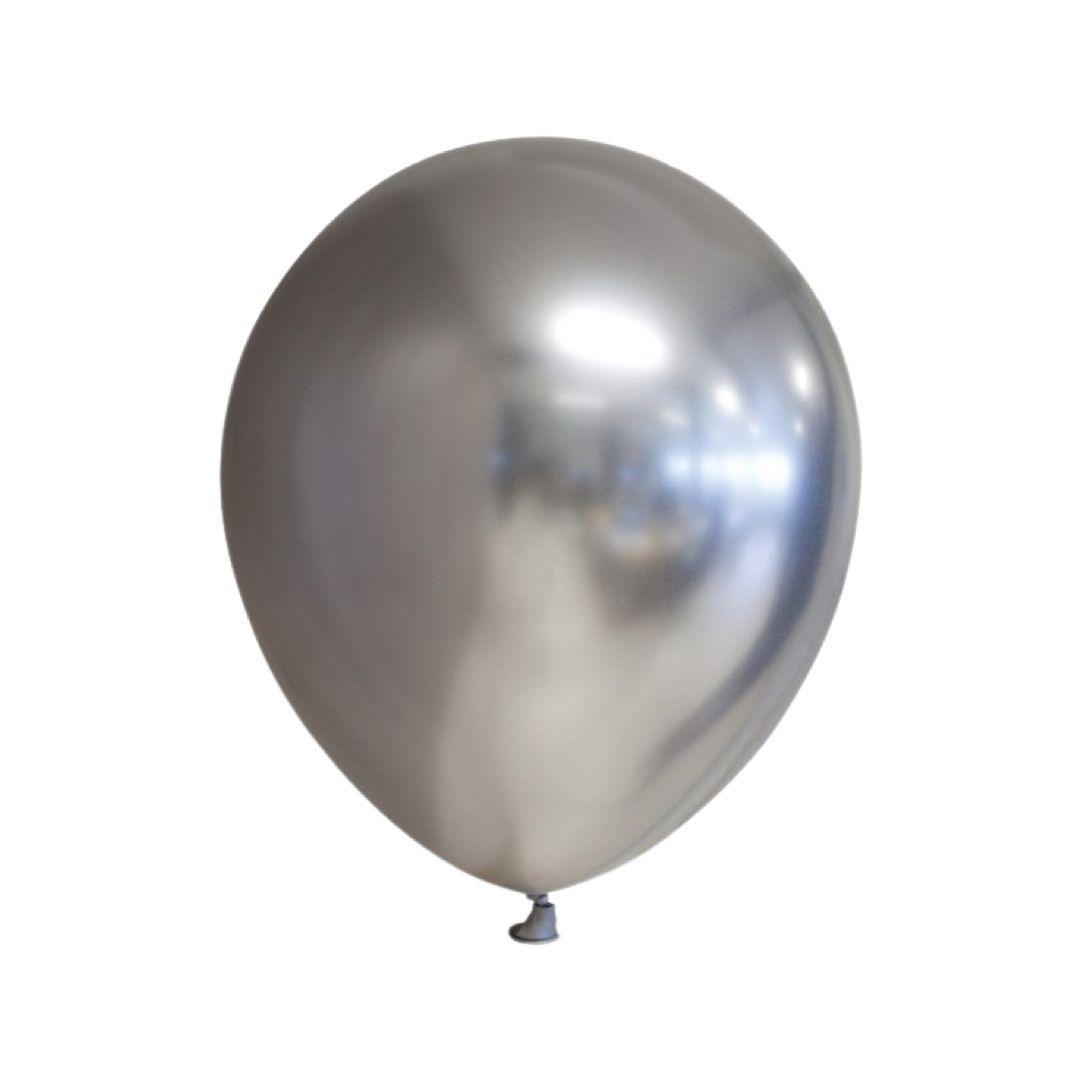 Baloane Latex Cromate Argintiu, cod 146 - 30 cm - Set 50 buc - nuria.store.ro