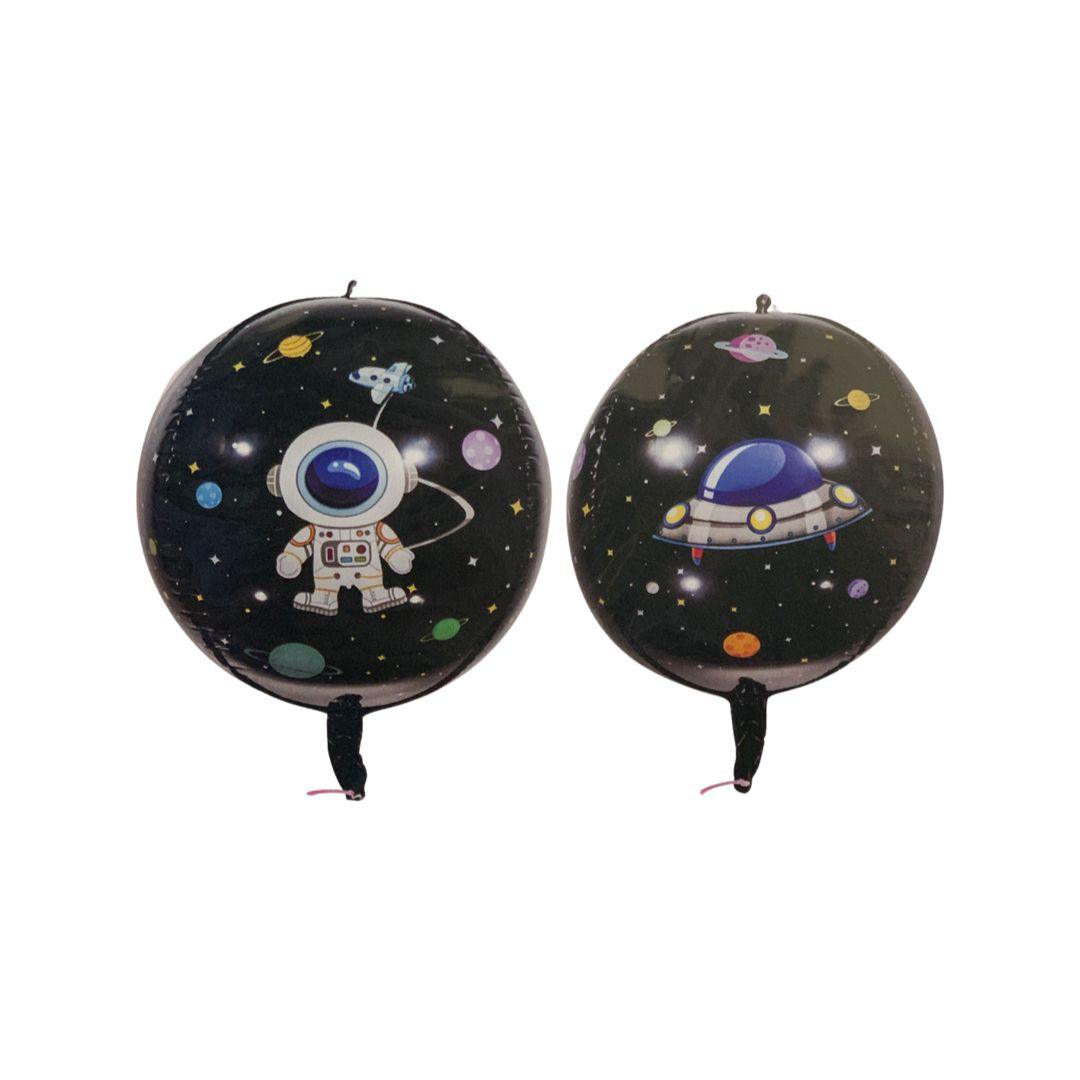 Balon Folie Sfera 3D Space Party, Cosmonaut si Nava Spatiala - 60 cm - nuria.store.ro