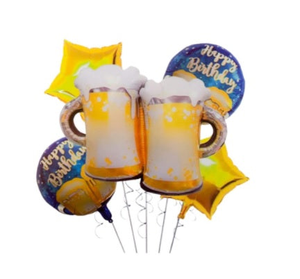 Set 5 Baloane Folie Halbe de Bere "Happy Birthday"