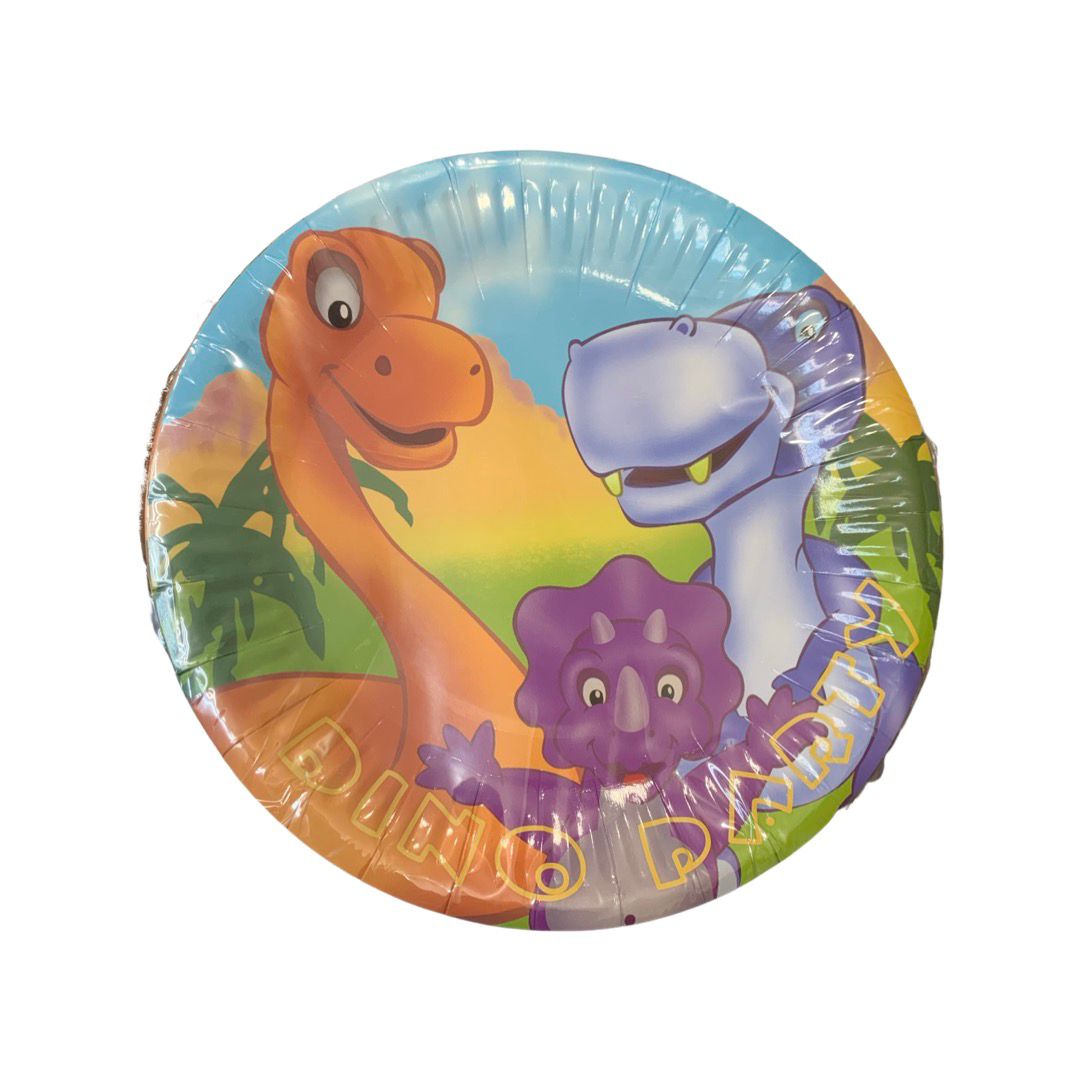 Set 8 Farfurii Dinozauri Veseli, Carton - 18 cm - nuria.store.ro